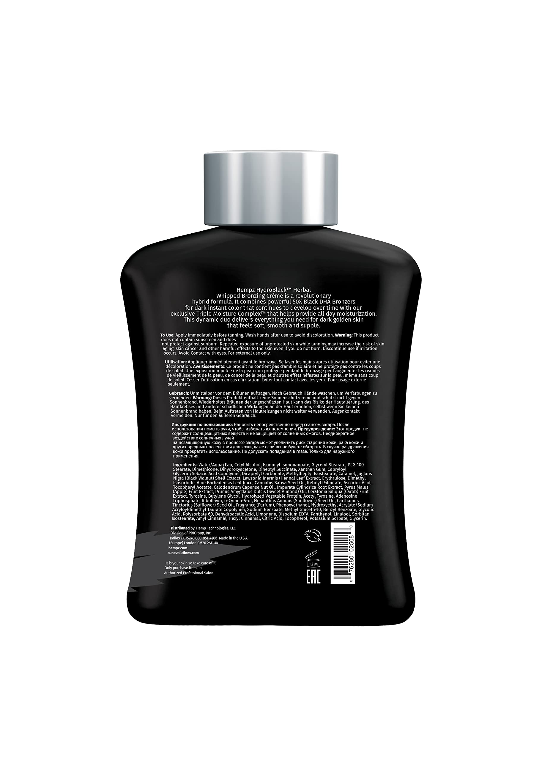 HEMPZ Hydroblack 50X Black Bronzer Herbal Moisturizing Self-Tanning Lotion