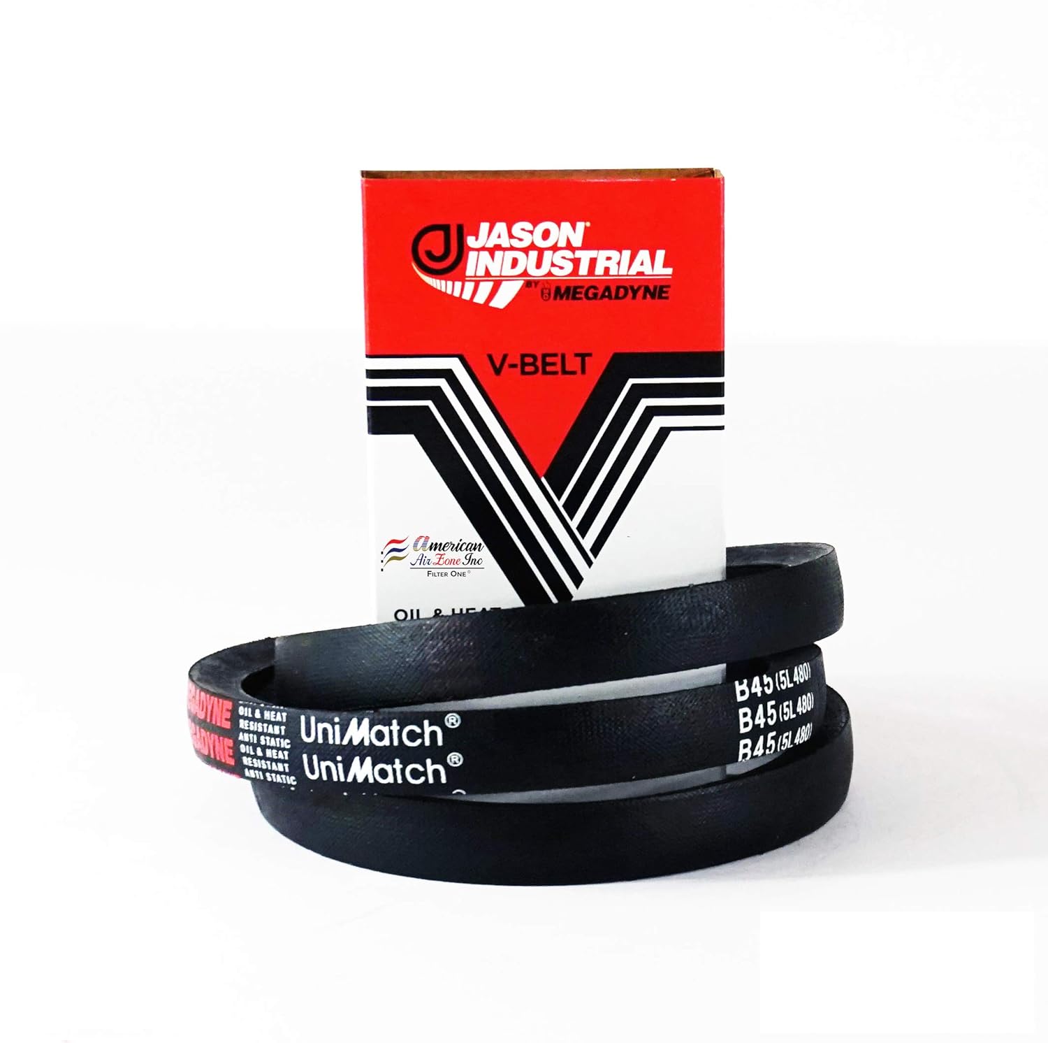 Megadyne - Jason Industrial V Belt – B45-5L480 – (Pack of 1) – Wrapped V-Belt - 48 Inch Outside Length - 0.66 Inch Top Width – 0.41 Inch Thick