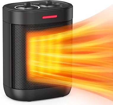 Pereysi Ceramic Personal Space Heater for Office Desk & RV, 1000W/700W Low Wattage Electric Heater Under Desk, Circuit Friendly & Quiet Mini Heater for Feet & Hands