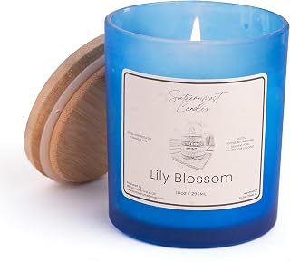 Key West Handmade Soy Wax Candle, Aromatherapy Palm Wax Candle for Home, Natural Scents, Decorative Lid, All Natural and Signature Scented, Lily Blossom