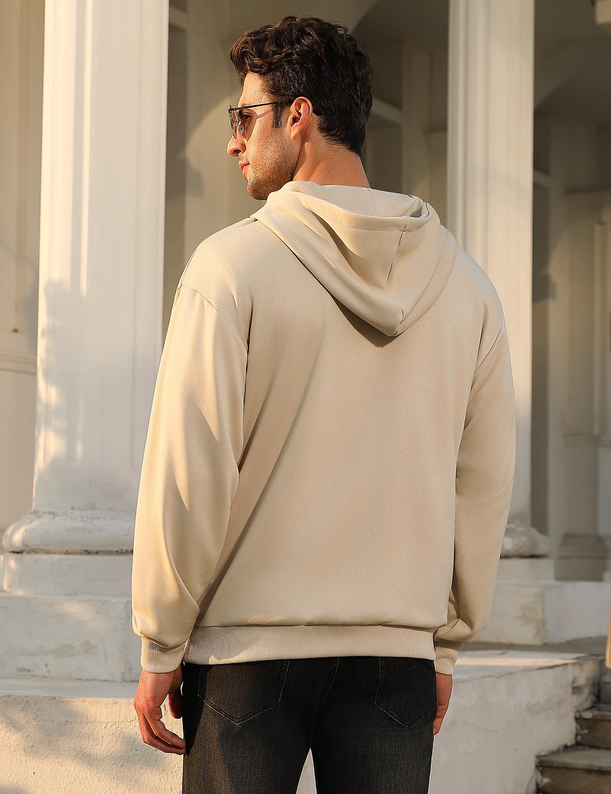 Casey Kevin Sudaderas Hombre Capucha Fina Sweatshirt Hombre con Bolsillo Cierre de Cremallera Media para Deportes en Invierno y Primavera