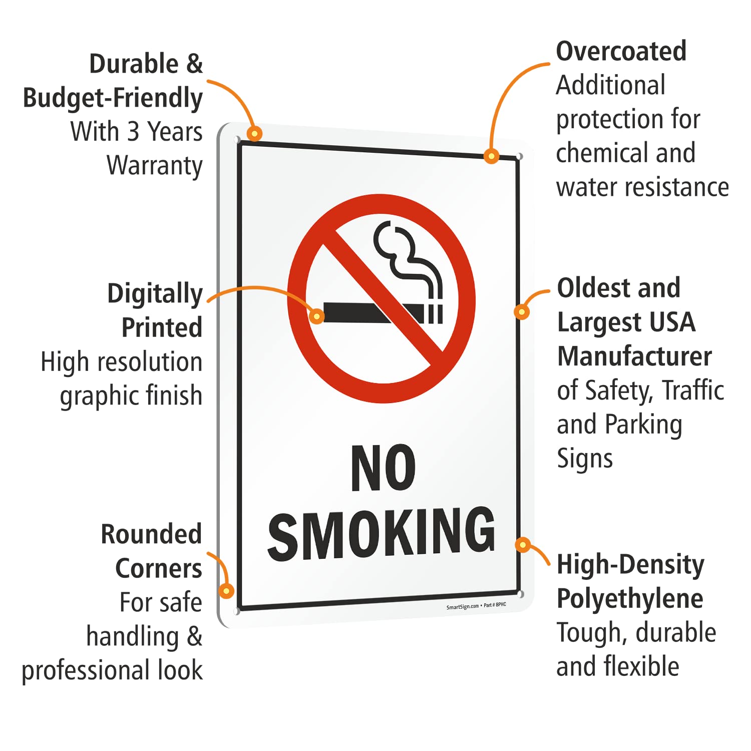 "No Smoking" Ohio State Law Sign - 10x7 Inch Plastic, Red/Black/White, With Reporting Number - View #11
