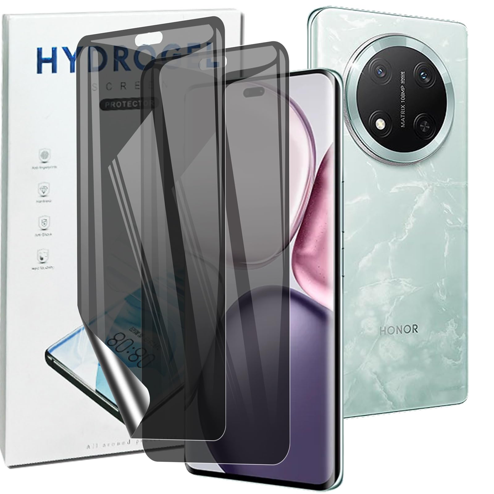 FlexGear 2 Pezzi Pellicola per Honor Magic 7 Pro 5G, 2 Pezzo Vetro Temperato Fotocamera, Compatibile con ID Impronte Digitali, Resistente Graffi, Senza-Bolle, 9H Durezza, HD Clear Vetro