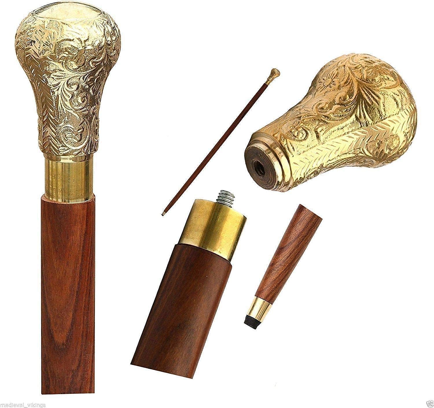 Replica of Bat Masterson Cane| Vintage Wooden Walking Stick Victorian Canes for Men & Women | Lightweight Sturdy Brass Unisex Prop