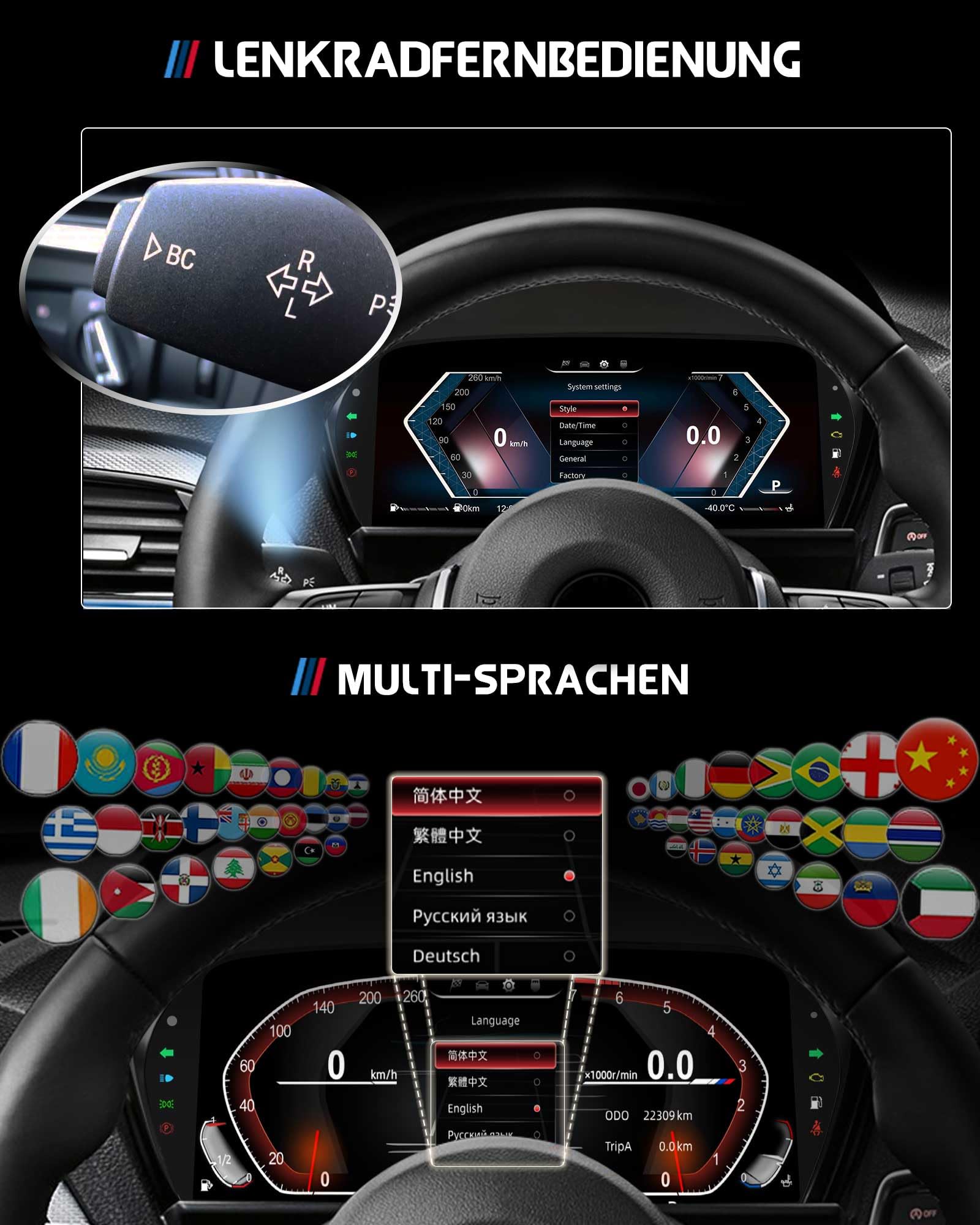 Strumento tachimetro digitale da 10'' 1920*720 LCD per BMW Serie 1/2 F20 F50 F22 F45 X1 F48 F49 X2 F39 cruscotto cluster 5UI controllo del volante Plug & Play pneumatici originali consumo di