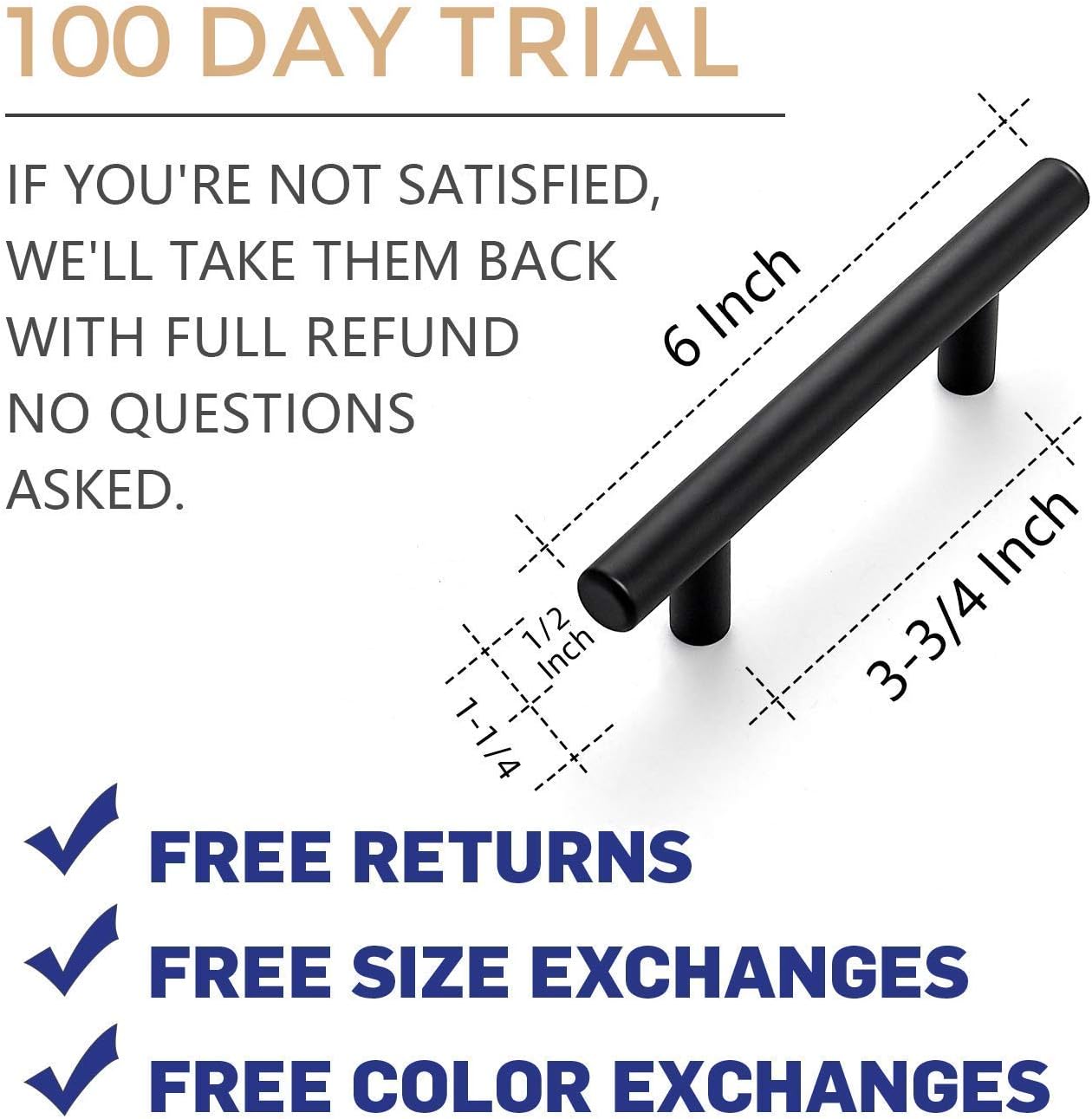 Buy Ravinte 10 Pack 3 inch Flat Black Cup Pulls & 30 Pack 6