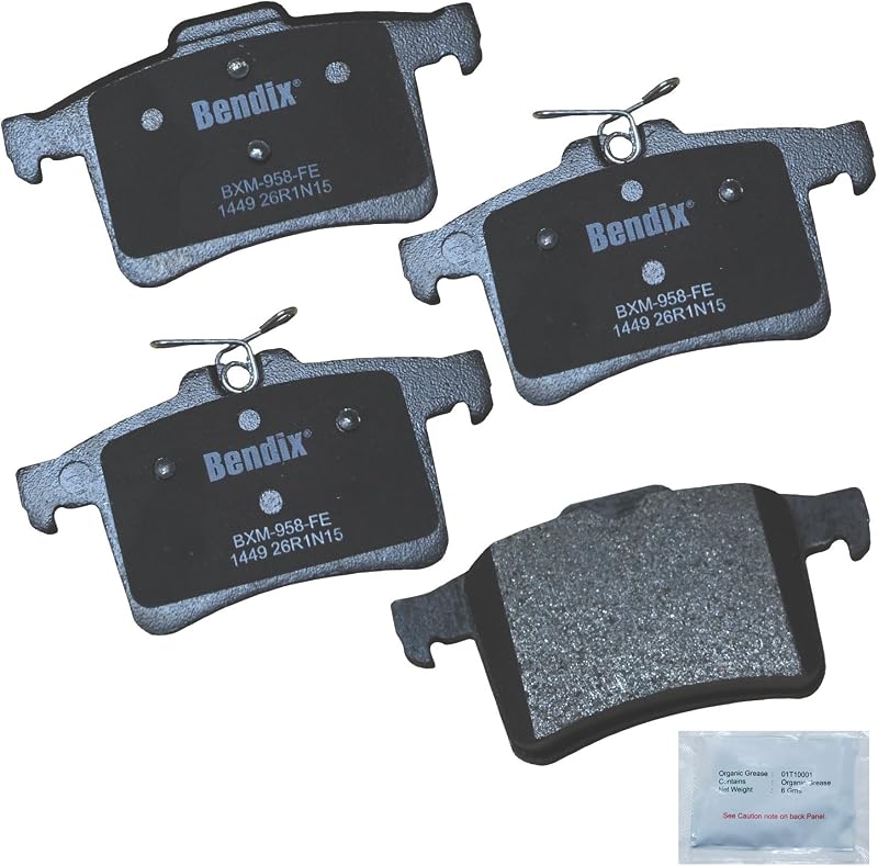 Pastilhas de freio traseiras semimetálicas Bendix Priority1 CFM1449 para Jaguar XF, XFR, XFR-S, XJ, XJR, XKR e XKR-S – 1 conjunto
