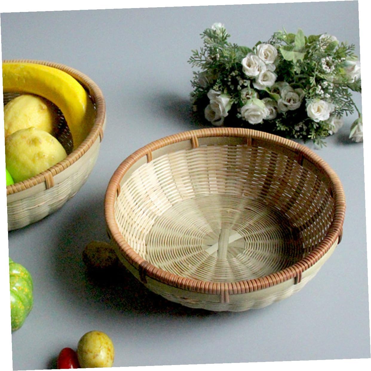 FRCOLOR 3pcs Bread Basket Set Drainage, Handwoven Kitchen Organizer and Food Serving Basket for Home Storage and Fruit Display