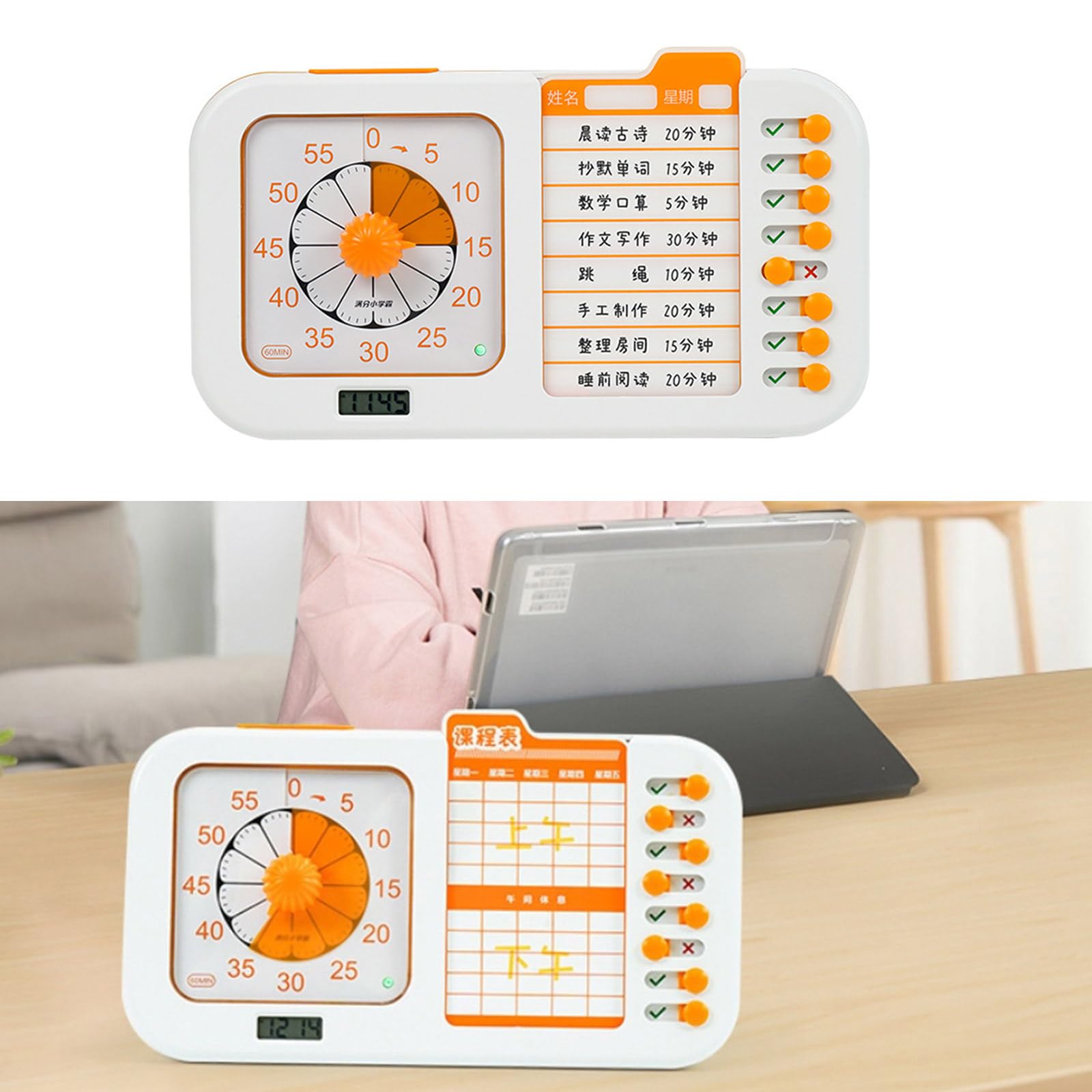 Dispositivo monitoraggio del in plastica per allenamenti cucina Timer da cucina con scheda pianificazione Pianificatore pianificazione gestione del