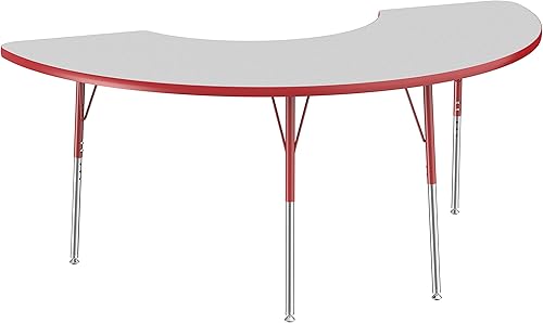 FDP Half Moon Activity - Mesa escolar y de oficina (36 x 72 pulgadas), patas estándar con deslizadores giratorios para entornos de asientos