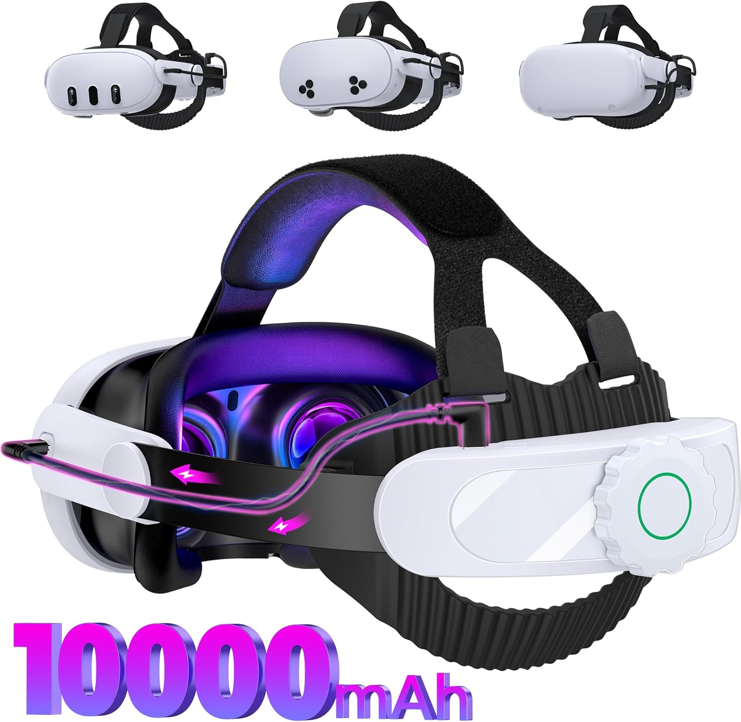 Battery HeadStrap Compatible with Oculus Meta Quest 3S/Quest 3/Quest 2, 10000mAh VR Headset Strap Quest 3S Replacement Enhanced Comfort Sega Master System Games
