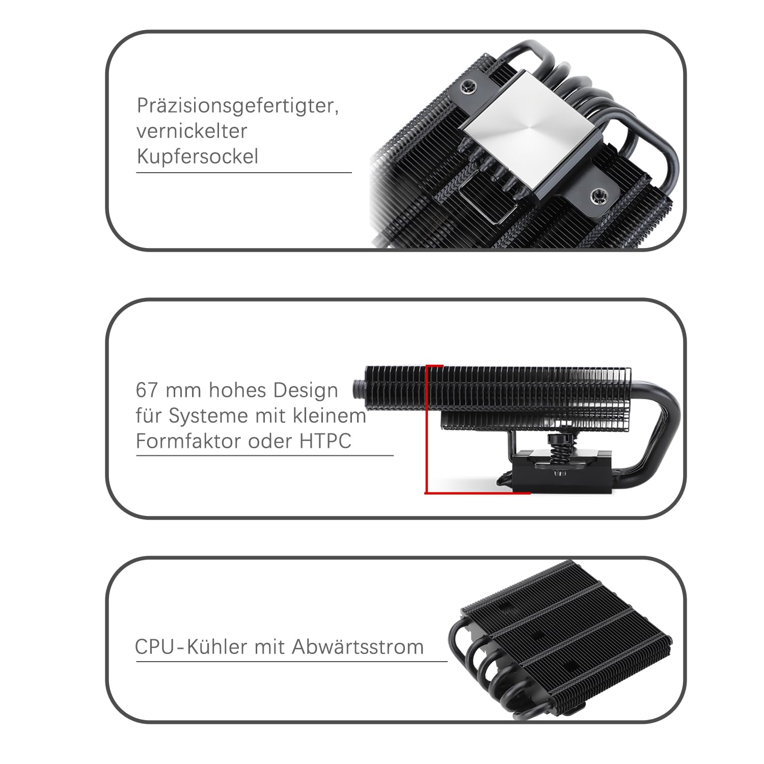 TR-Thermalright AXP120 X67 Black ARGB CPU Cooler 6 Heatpipes, silenziosa ventola 120 mm, 1800 RPM, per AMD AM4/AM5, Intel LGA1851/1700/115x/1200/2011, profilo basso ITX PC Cooler Nero