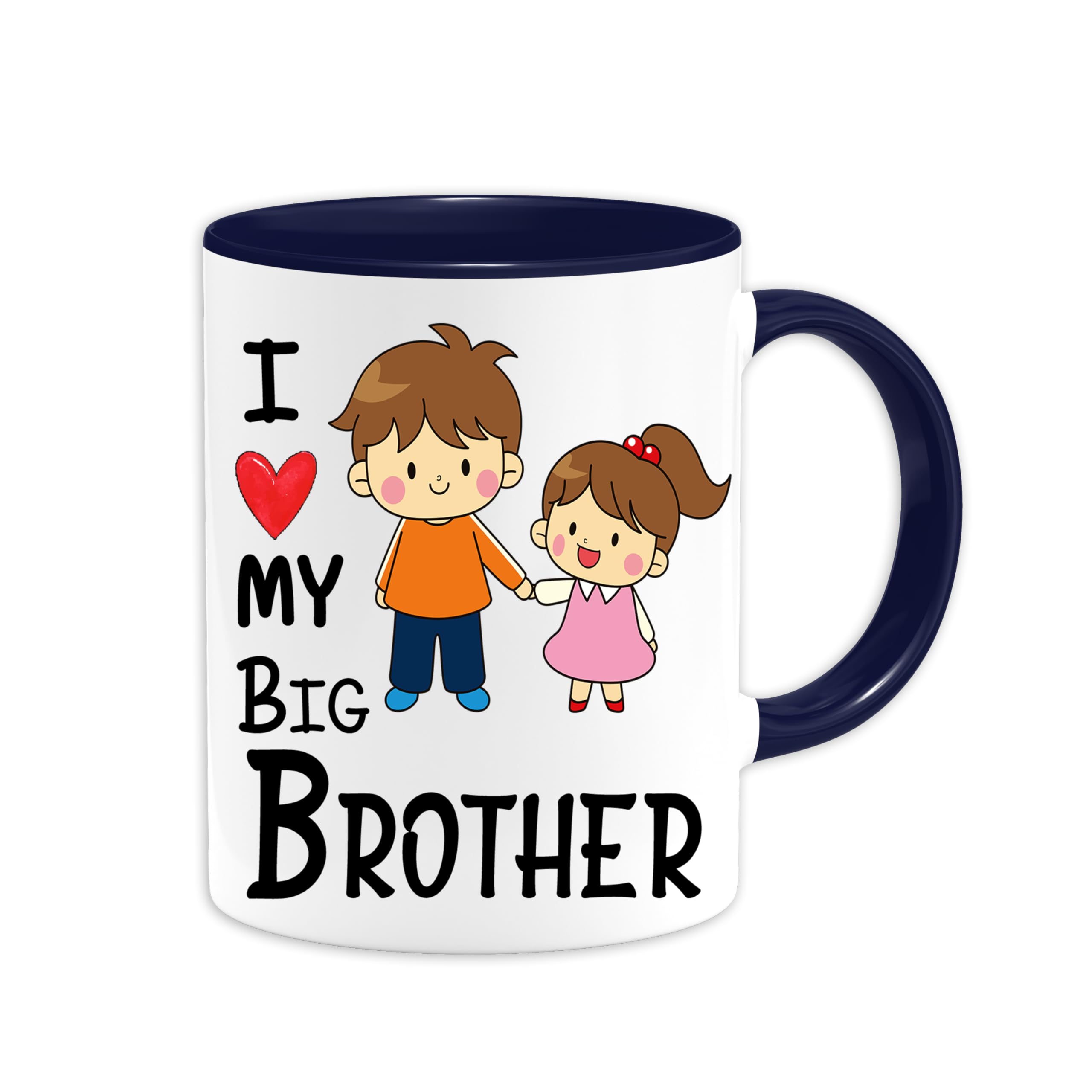 I Love My Big Brother Quote Ceramic Coffee Mug/Tea Cup, Best Gift on Raksha Bandhan, Rakhi Gift, Birthday Gift, 325ml (Dark Blue)