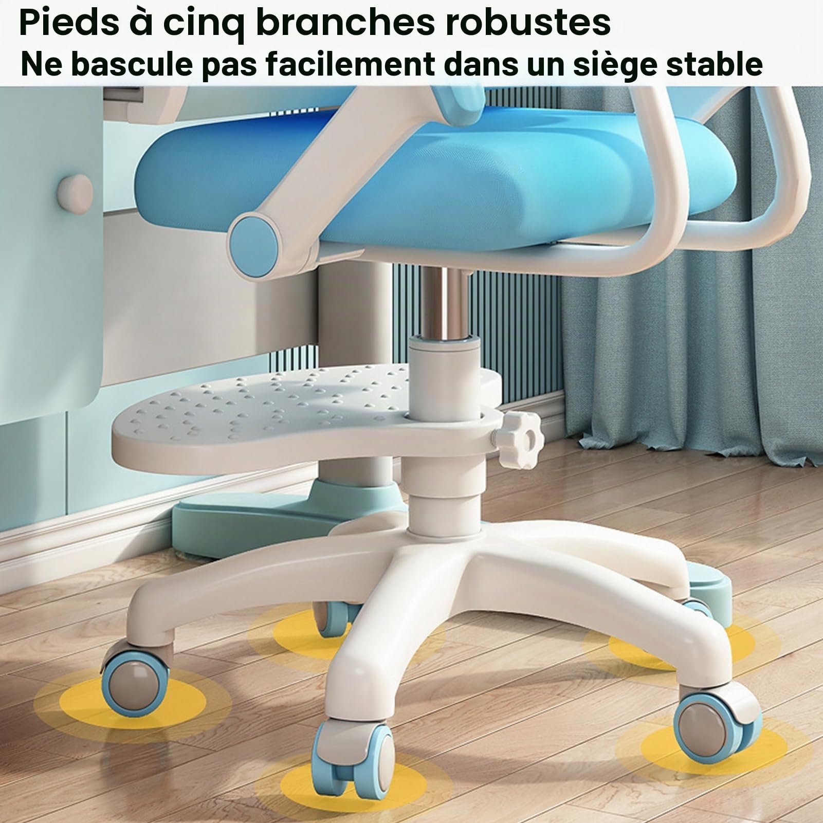 Chaise de Bureau pour Enfants, Chaise Ergonomique avec Accoudoirs et Repose-Pieds, Chaise d'Étude Réglable en Hauteur et en Profondeur pour Garçons et Filles, Fauteuil de Bureau Pivotante (Rose)