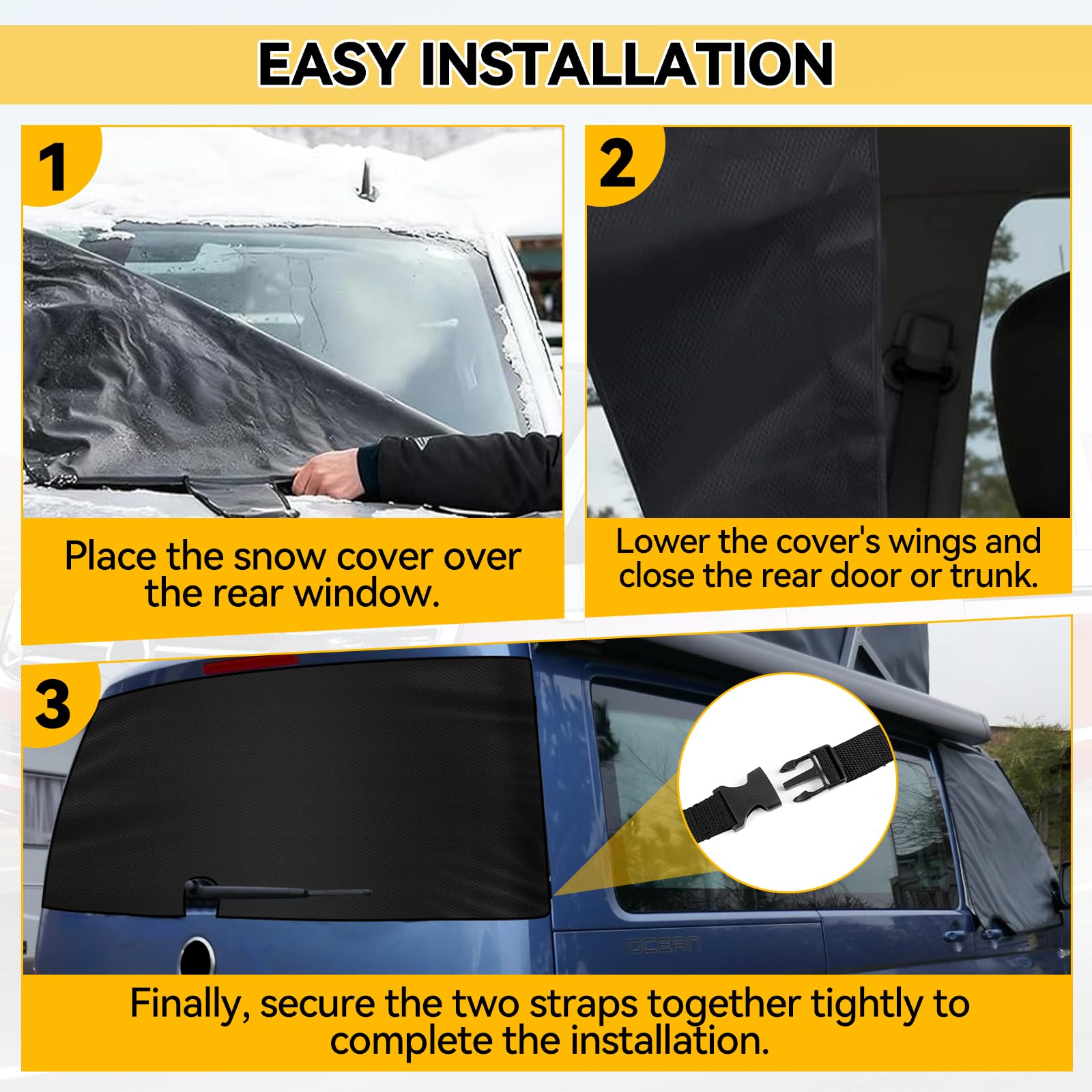 Auto Windschutzscheiben Abdeckung Ersatz für VW T5 T6 T6.1 California Single Tailgate, 600D Heckscheibenabdeckung Auto Heckscheibe Scheibenabdeckung Winter, 100% Verdunkelnd, Blockiert UV Strahlen