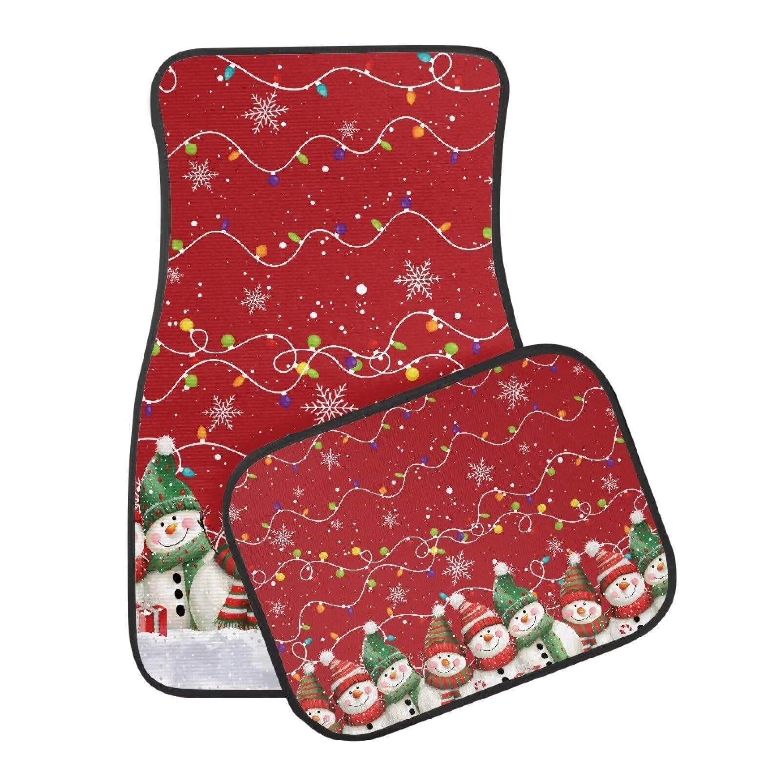 Tomeusey Car Floor Mats Carpet for Most Vehicle Snowman Snowflake All Weather Floor Protector Christmas Decorations Car Accessories — view 3