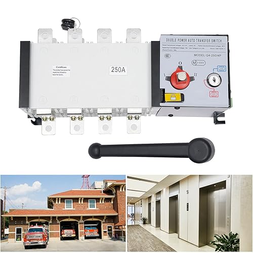 Interruptor de transferencia automática, 250A 4P Industrial Dual Power Generator Changeover Switch, Mini AC110V/60hz (4P 250A)