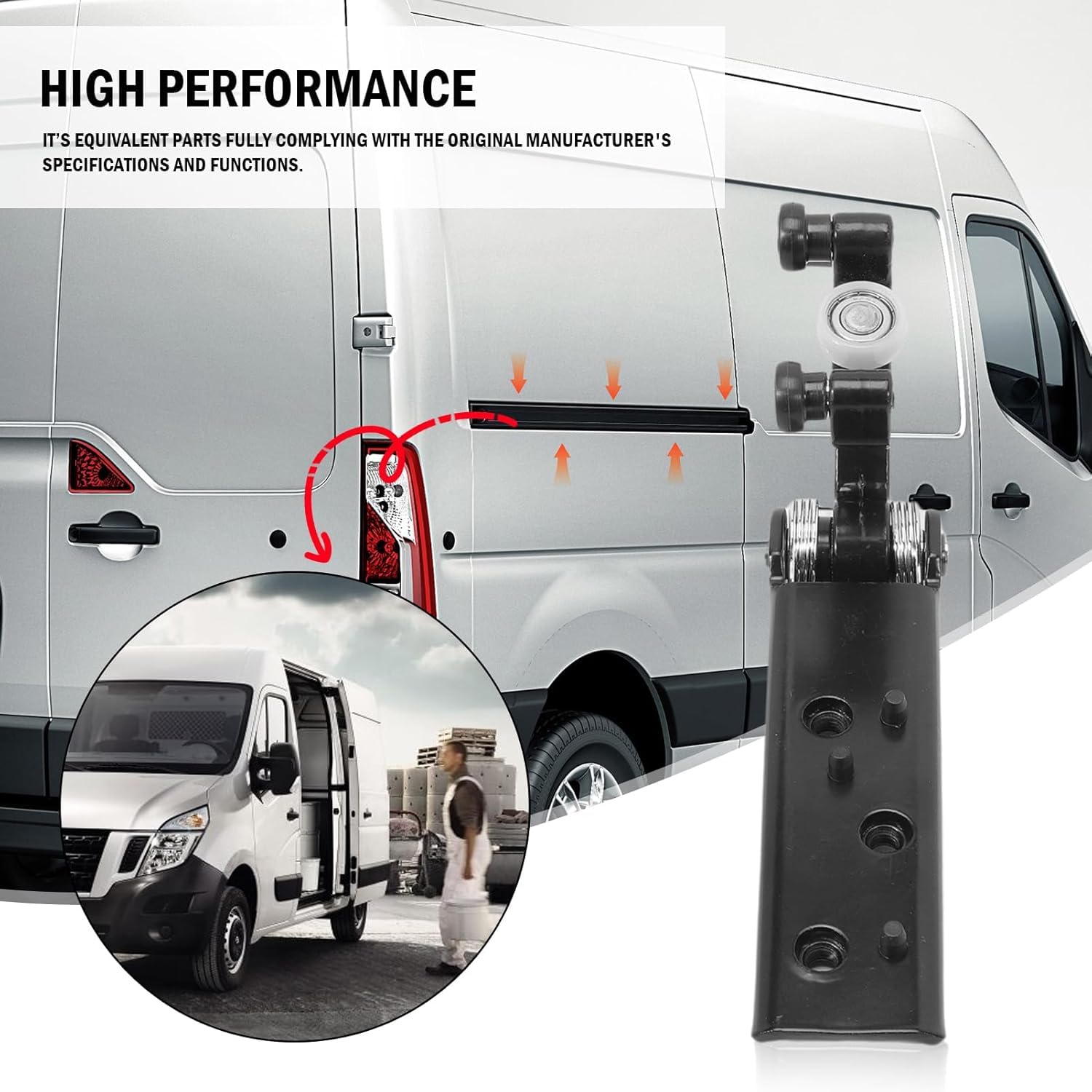 【OEM 777648642R】 Rodillo puerta corredera derecha – Plataforma J70 2010+ | PA6-GF30 | Carga 200kg