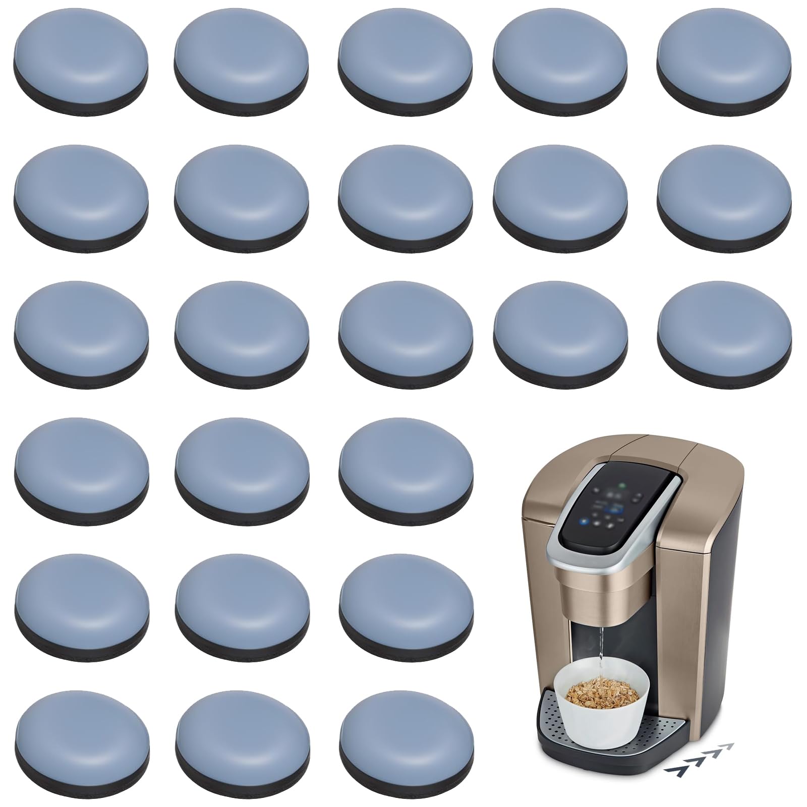 Duomama 24 PCS Self-Adhesive Kitchen Appliance Sliders - Easy Move & Space Saving Accessories for Countertop. for Coffee Makers, Air Fryers, Deep Fryers & More