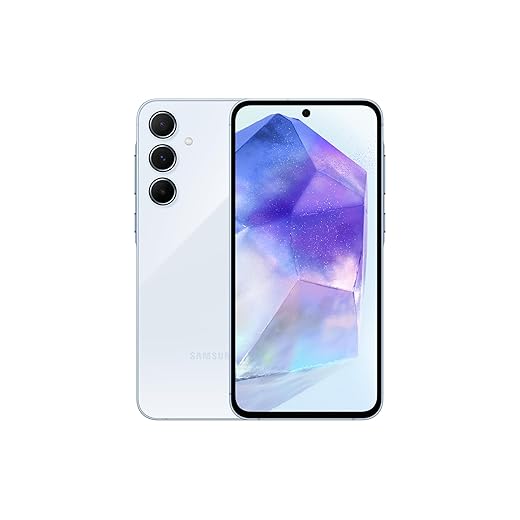 سامسونج جوال جالكسي ايه 55 الجيل الخامس 5G ذاكرة تخزين 128GB RAM 8GB هاتف ذكي بنظام اندرويد لون ايس بلو رائع (اصدار المملكة العربية السعودية) ازرق فاتح بشريحتين