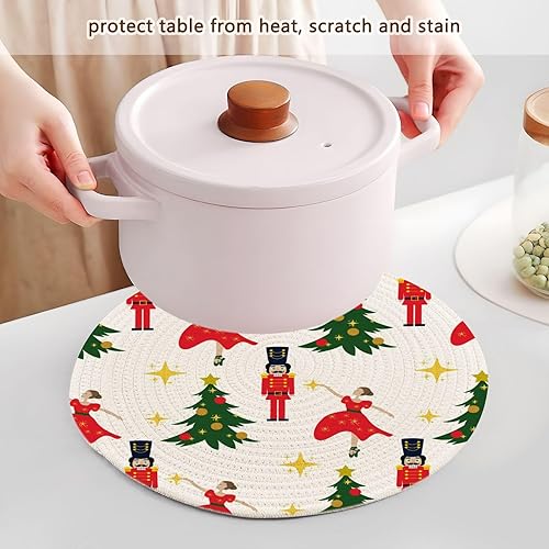 Miniatura 5 de Camino de mesa de salvamanteles para platos calientes de 15 pulgadas, tejido de hilo de algodón, absorbe agua, almohadilla de cocina para tetera,