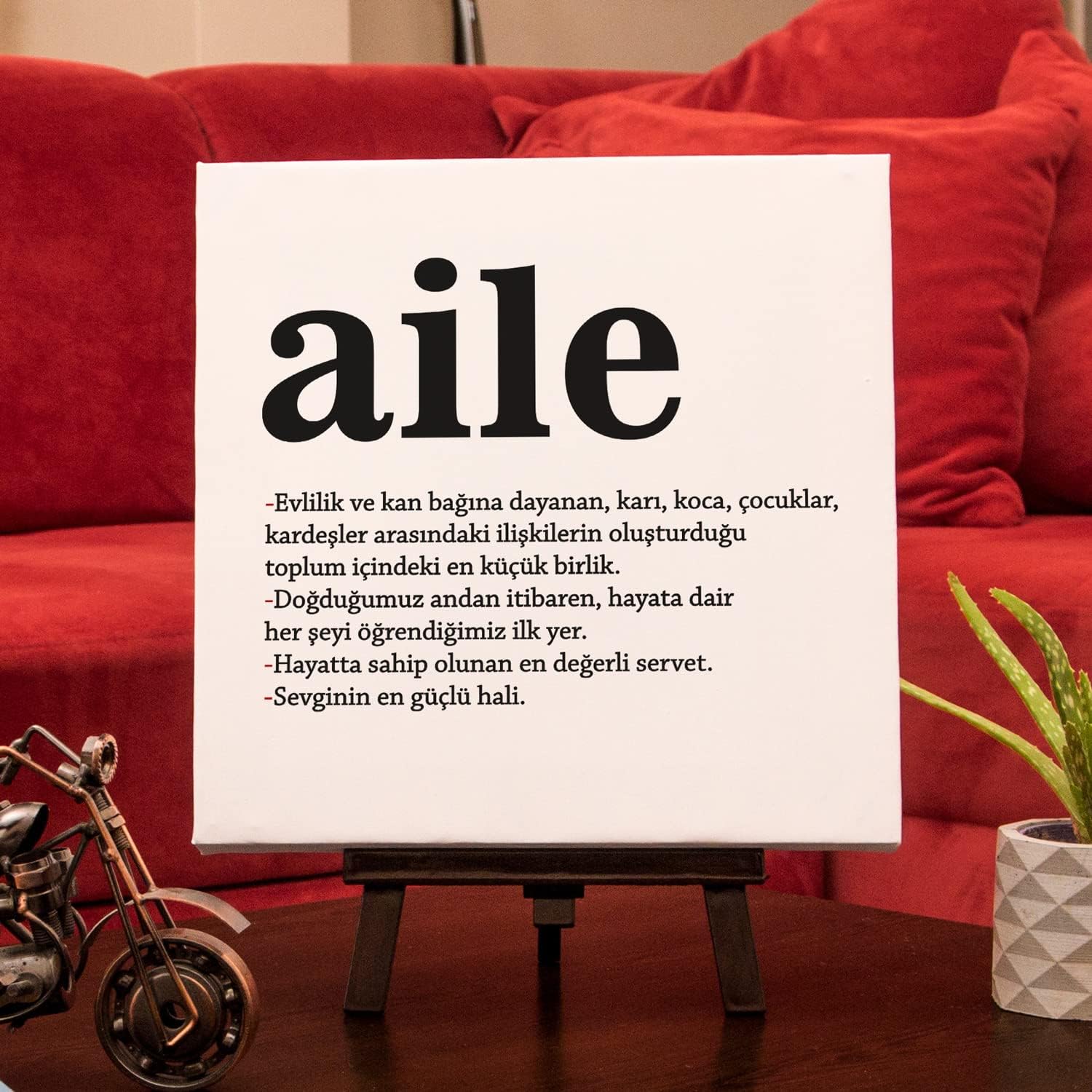 Aile Kelime Anlaml  Kanvas Tablo 25 x 25 cm
