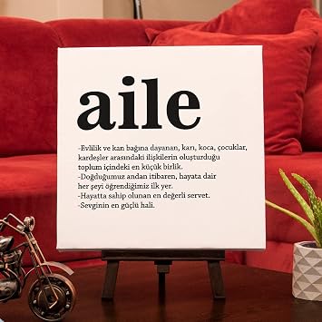 Aile Kelime Anlaml  Kanvas Tablo 25 x 25 cm