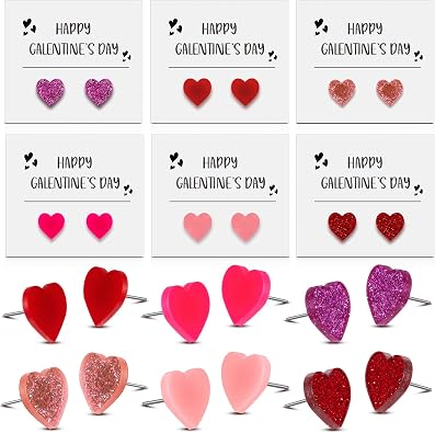 Kigeli 12 Pairs Heart Earrings Set Bulk Galentines Day Red Pink Love Heart Earrings Gift Cute Valentines Day Gifts Ideas Galentines Party Favors Stuffers Jewelry for Women Friends Ladies