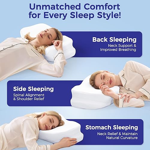 Miniatura 7 de Almohada cervical para el cuello para aliviar el dolor, almohada ergonómica de contorno para dormir, almohadas de espalda y boca abajo para adultos,