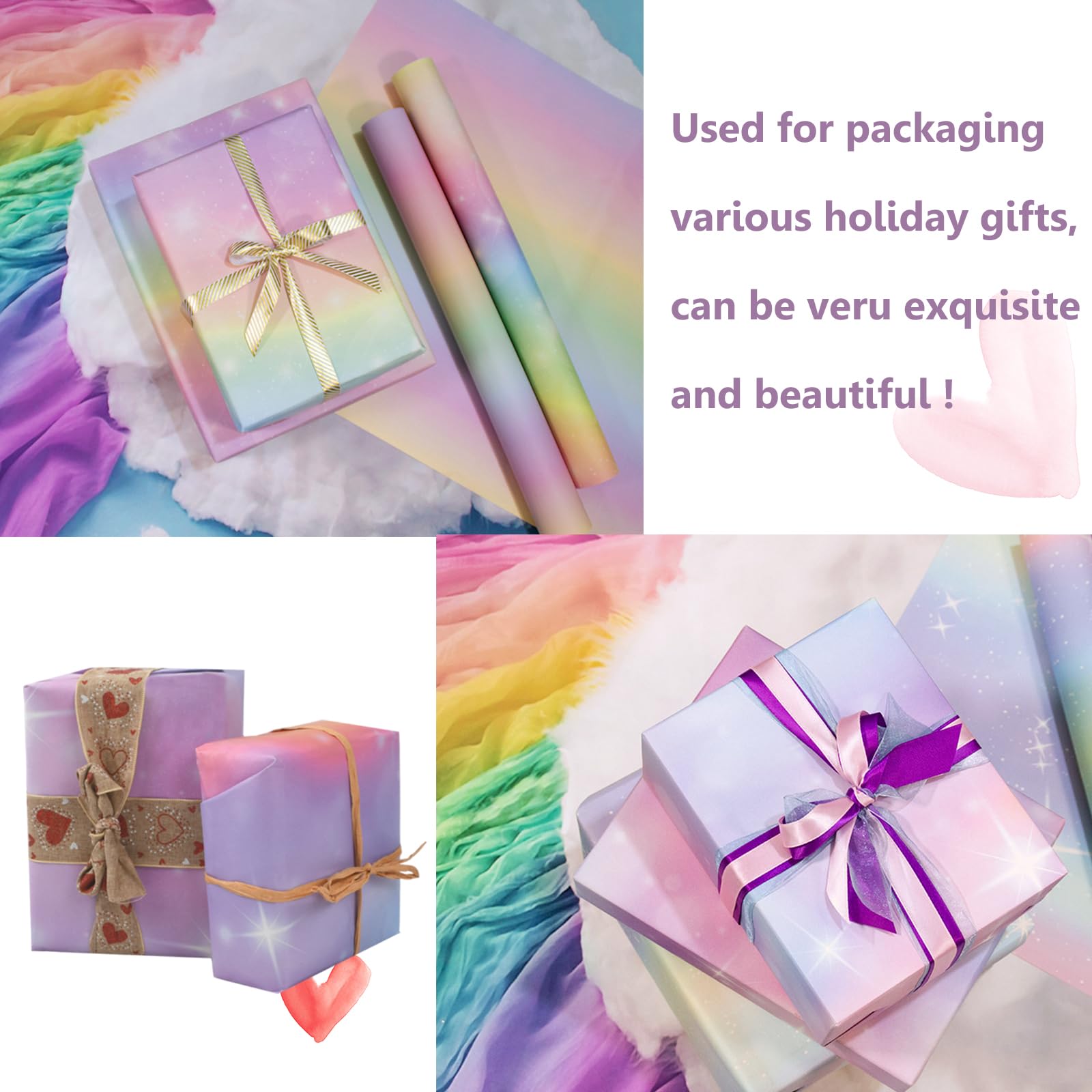 5 Fogli Carta Da Regalo Arcobaleno, 70x50 Cm, Per Compleanno, Natale E Laurea - Stampa Sfumata, Alta Qualità! - Foto 10