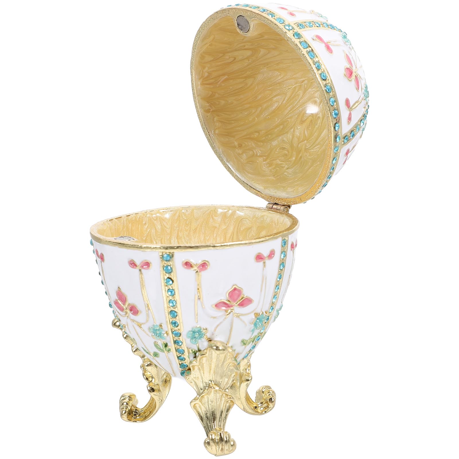 Boîte à bijoux œuf de Pâques en métal, coffret cadeau floral unique pour femme
