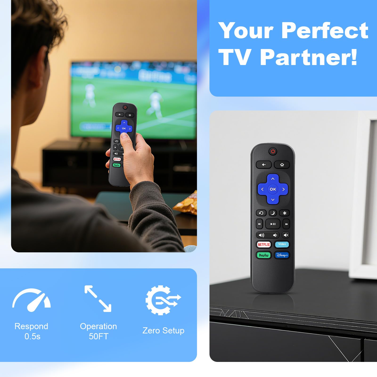 Mando a distancia universal para todos los controles remotos Roku-TV, repuesto para todos los controles remotos de TV Roku Onn-Hisense-TCL-Westinghouse-Sharp-Philips-Element Roku