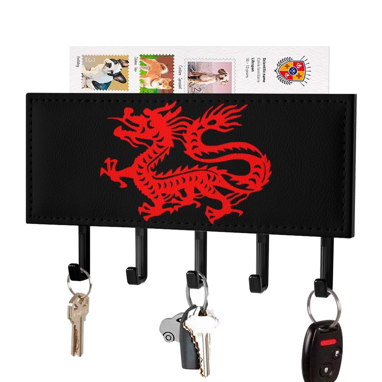 NCLQVJXZKHW Chinese Magic Dragon Key Holder with 5 Hooks Key Hooks Wall Mounted Key Racks Key Hanger Organiser Shelf