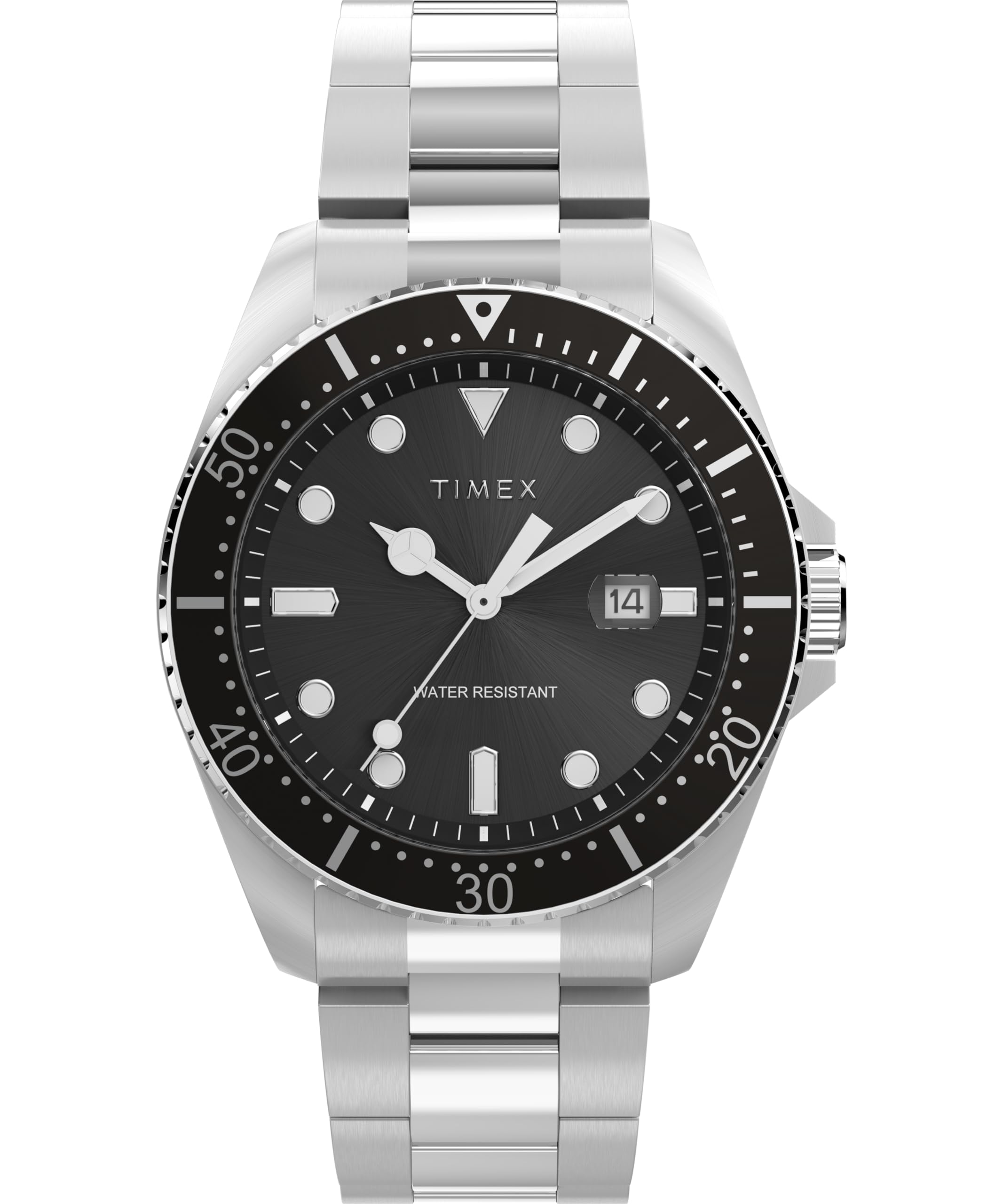 Timex Men's Trend 42 mm Watch, Silver-Tone Stainless Steel Bracelet Black Dial Silver-Tone Case TW2Y28700