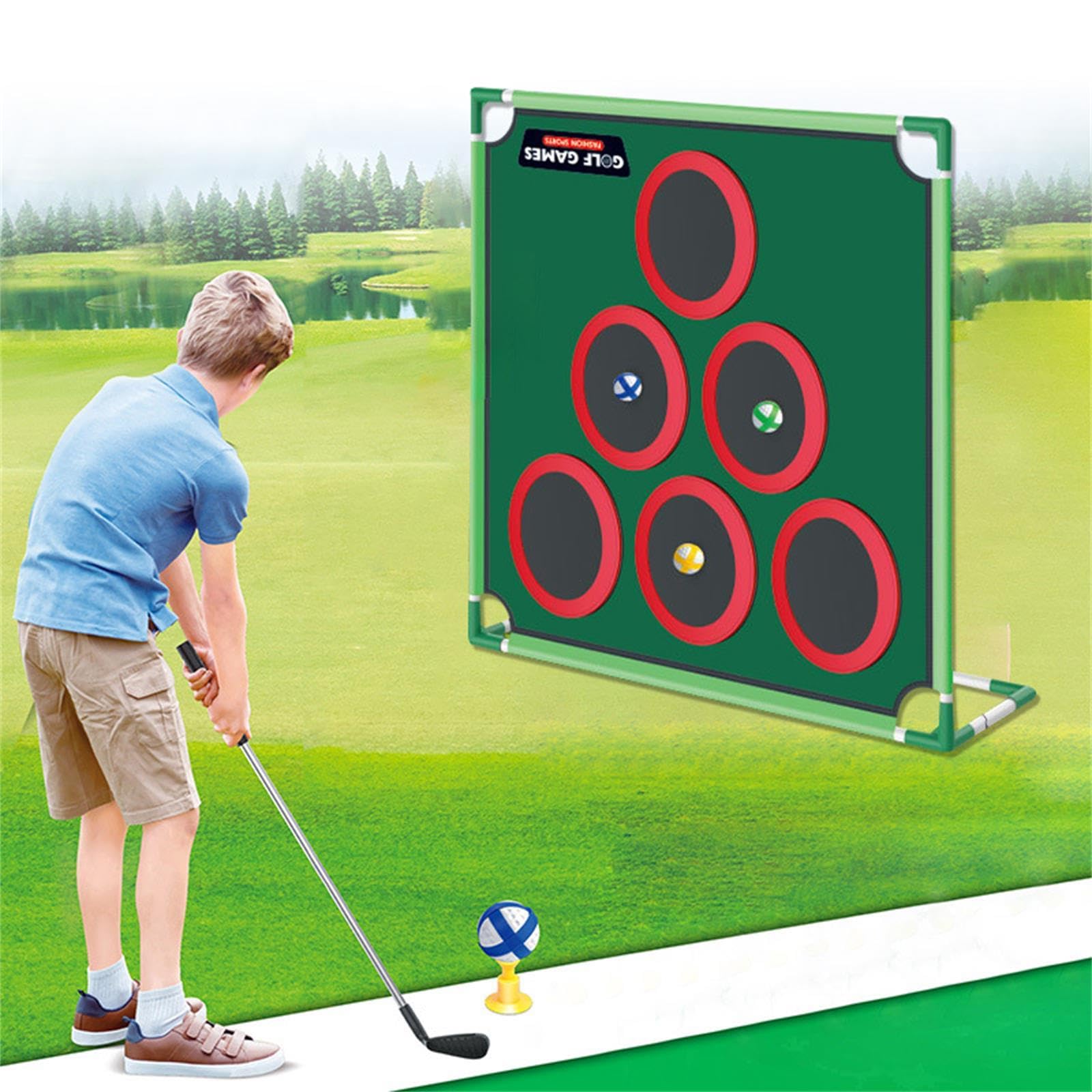 Set da Putting Bambini, Giochi All'aperto per Feste, Strumento di Allenamento per La Pratica del Putting Golf per Feste, Rack Singolo