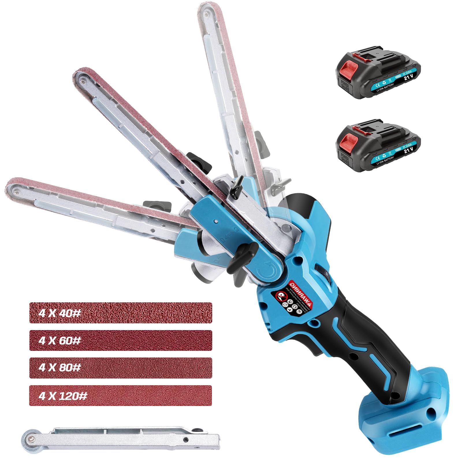 Levigatrice a nastro a batteria 2000 mAh senza spazzole 6 velocità 100° regolabile 9mm 13mm 16 nastri