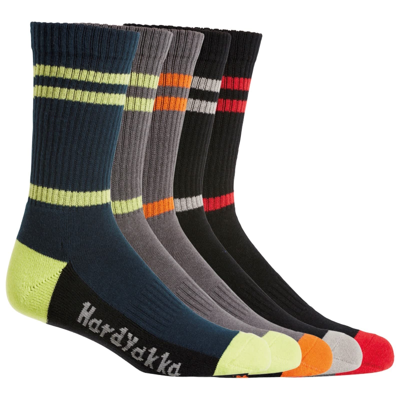 Hard Yakka Crew Five Pack Worksock Men's Trainers, Size One Size In Multi