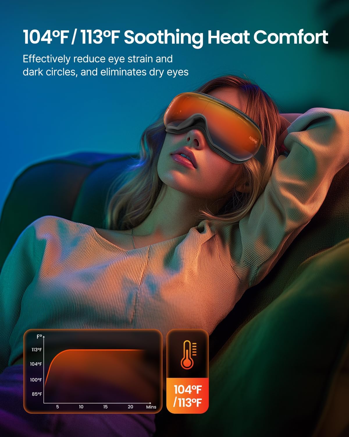 RENPHO Eye Massager with Heat, Birthday Gifts for Women Men Her, Eyeris 1 Heated Sleep Mask, Eye Care, Headache Massager for Migraines with Bluetooth Music