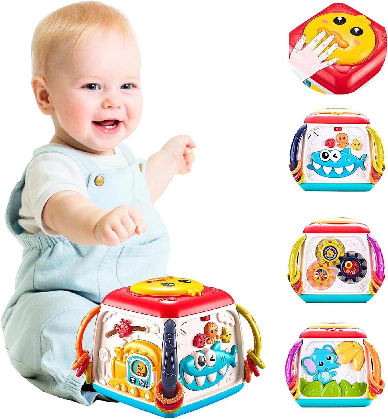 swadesi krafts 5 in 1 Musical Activity Cube for 1 Year OldPiano Shark,Instrument Sounds,Drum