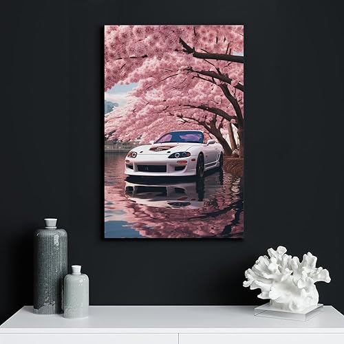 Miniatura 4 de Cherry Blossoms Car 90s Retro Sup Car Poster Canvas Wall Aesthetic Posters Room Decor Wall Painting Prints Gallery Room Wall Decor for Bedroom