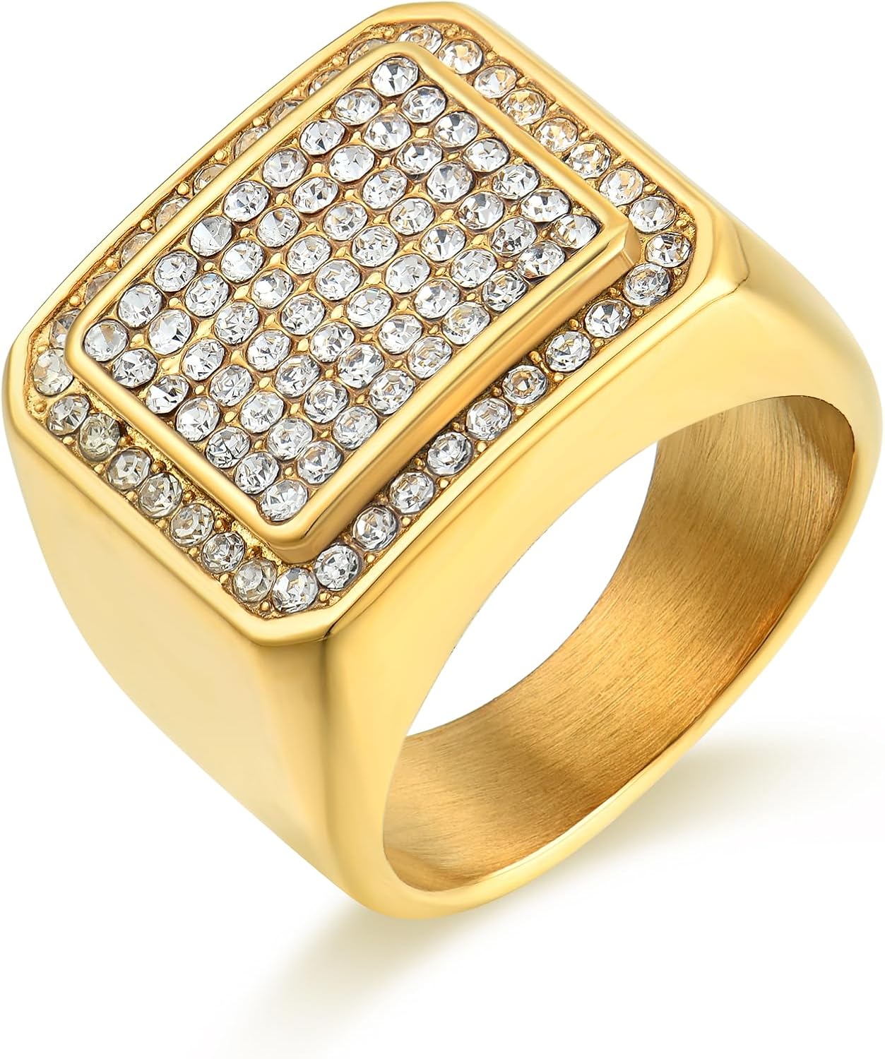 Signet Rings Cluster Band Micropave Mens Bling Ring Square Crystal Zircon Little Finger Ring
