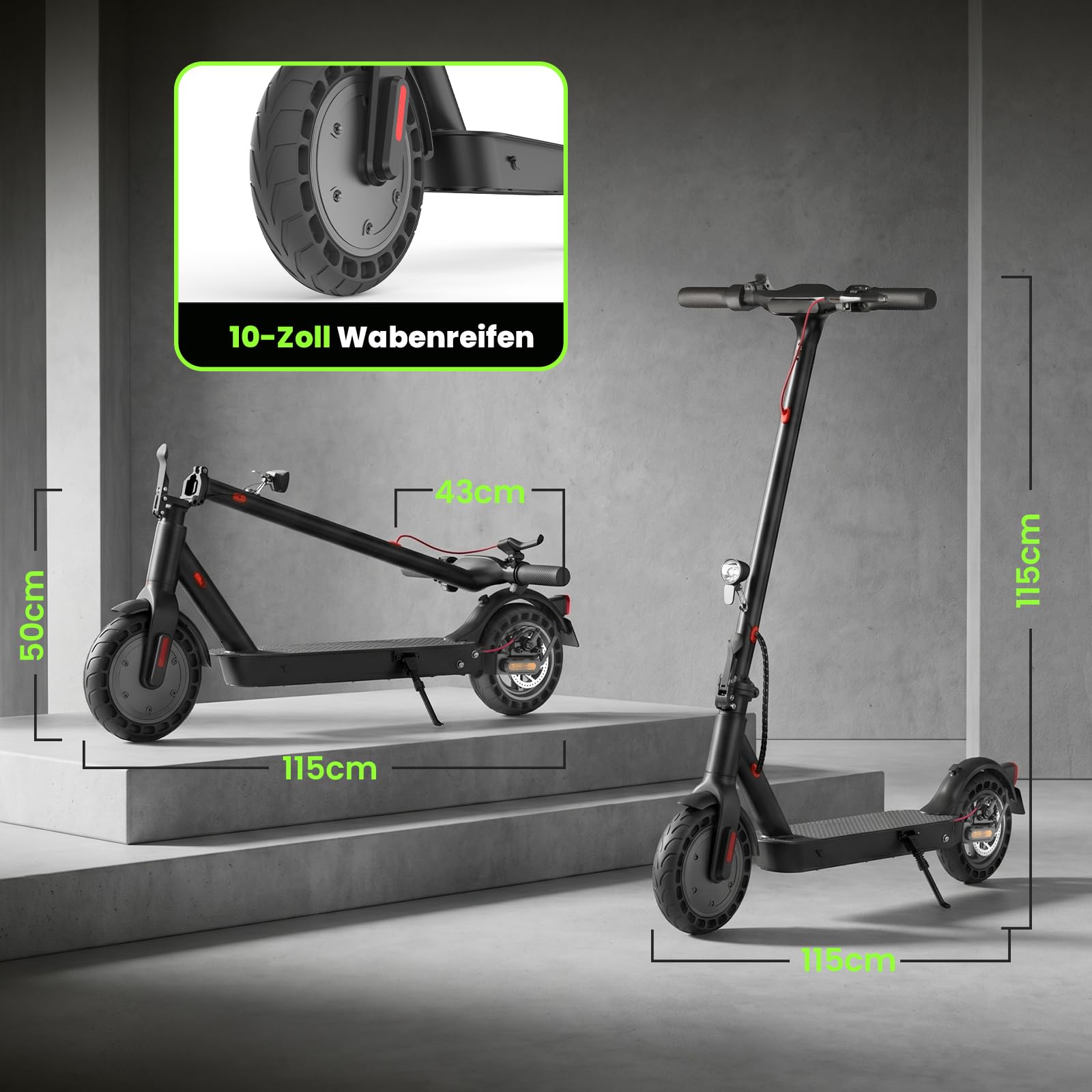 E Scooter mit Straßenzulassung mit App Max 40 km Reichweite,10 Zoll Elektroroller mit Wabenreifen Duales Bremssystem und Doppelfederung 20km/h,Elektro Scooter bis 120kg für Herren Damen