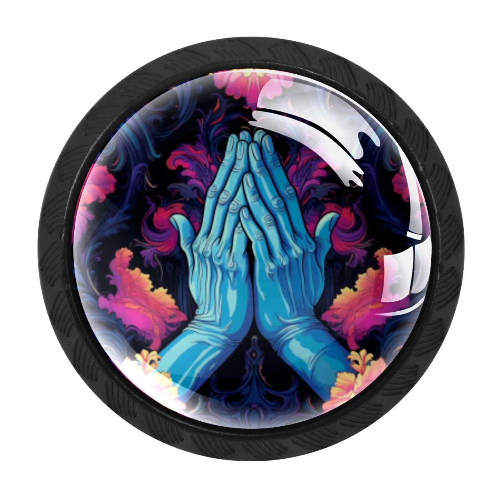 Chenzzzz Multicolored 08 4 Pieces Kitchen Cabinet Knobs Praying Hands Drawer Knobs Dresser Knobs Drawer Pulls Door Knobs Dresser Drawer Handles Knobs For Dresser Drawers