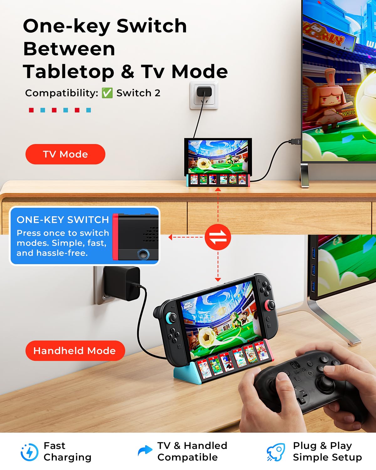Station d'accueil Switch 2 pour Nintendo Switch 2 Dock avec HDMI 4K et