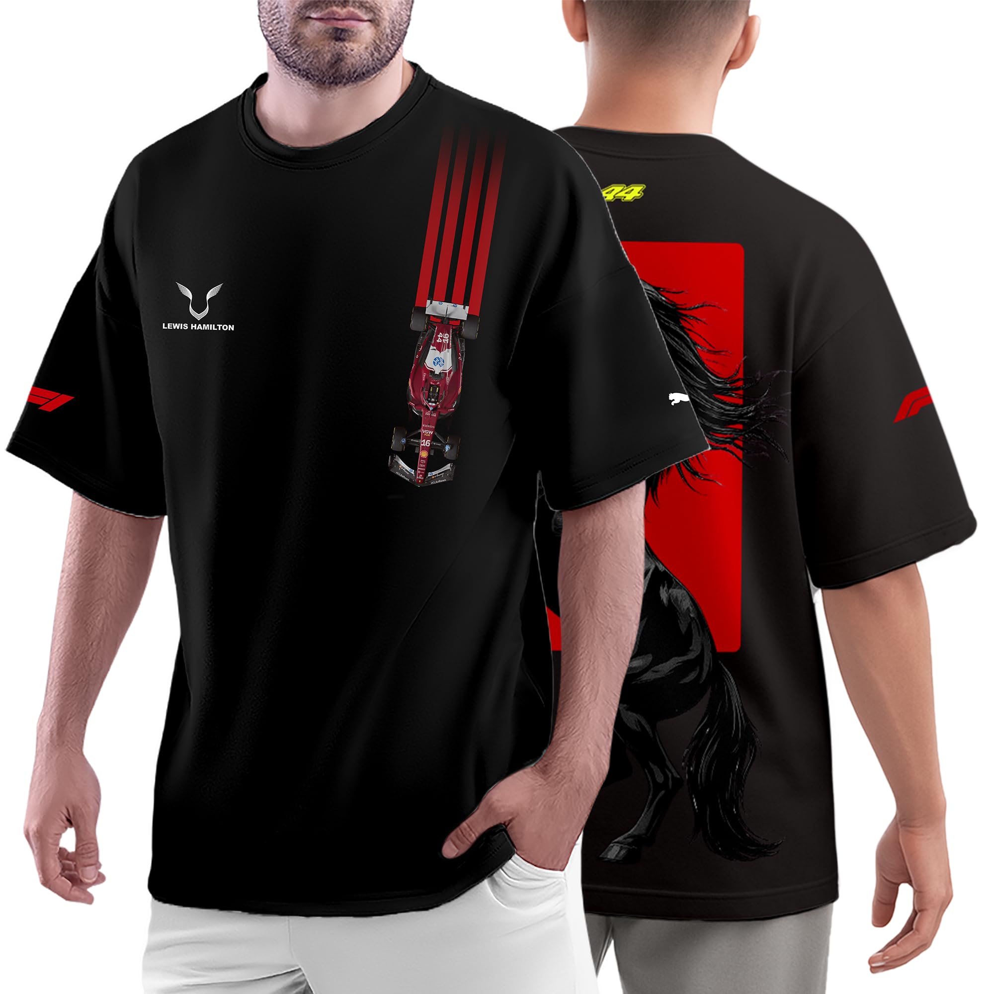 R.A. Garments Lewis Hamilton Benz Motorsport T-Shirt 100% Cotton Car Printed Tshirt for Car Enthusiast for Men & Women Black Tshirt-image-33