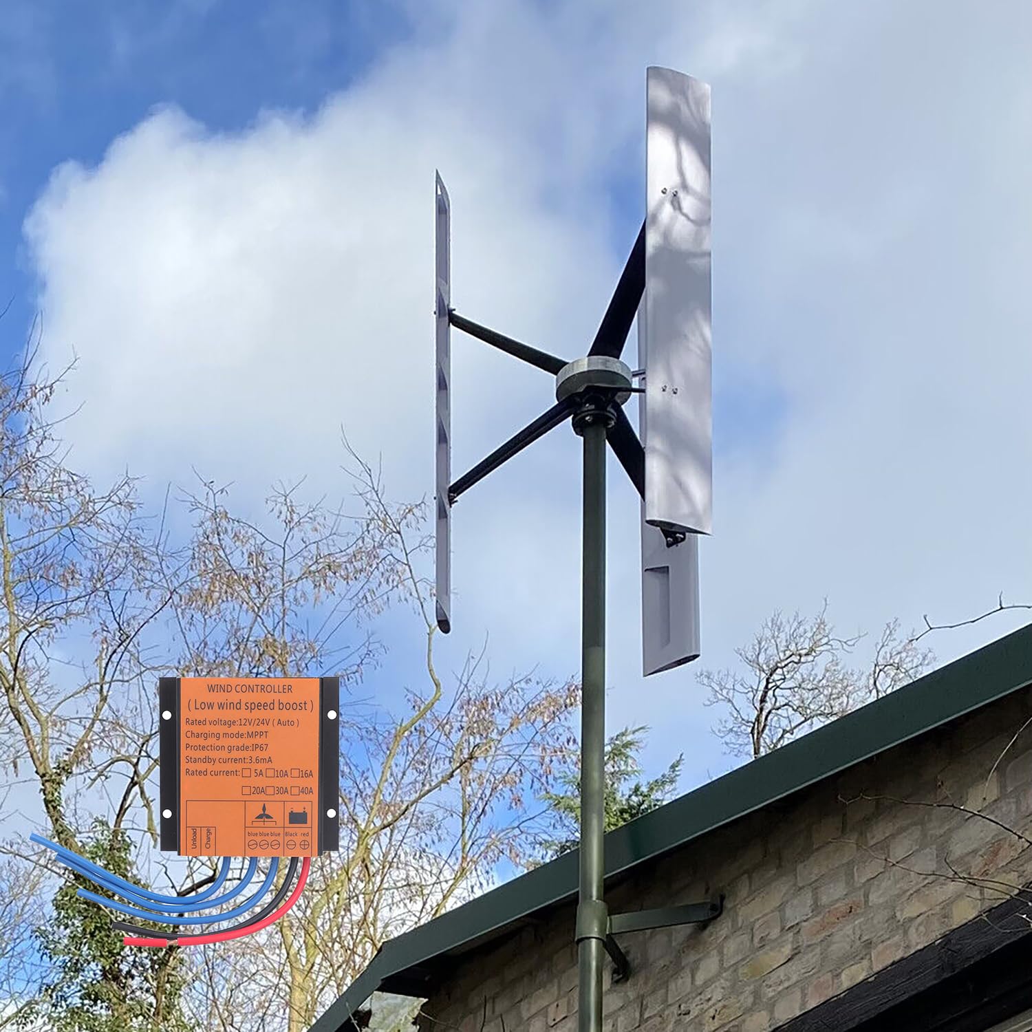 1000W 48V Vertikale Windkraftanlage Windgenerator Windkraft MPPT Laderegler
