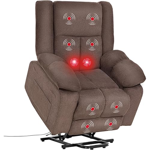 PayLessHere Electric Power Lift Recliner Chair with Massage and Heat, Standing Assistance for Elderly People, Extended Footrest Chair for Living Room Comfy Overstuffed Recliner