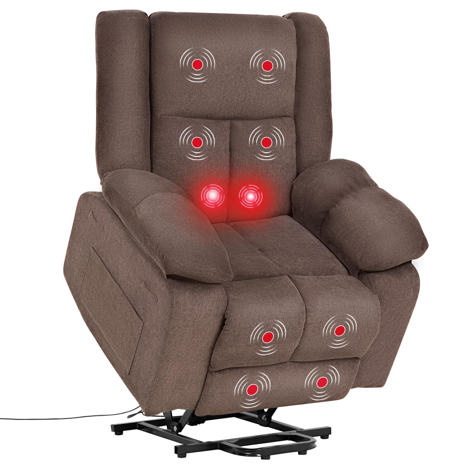 PayLessHere Electric Power Lift Recliner Chair with Massage and Heat, Standing Assistance for Elderly People, Extended Footrest Chair for Living Room