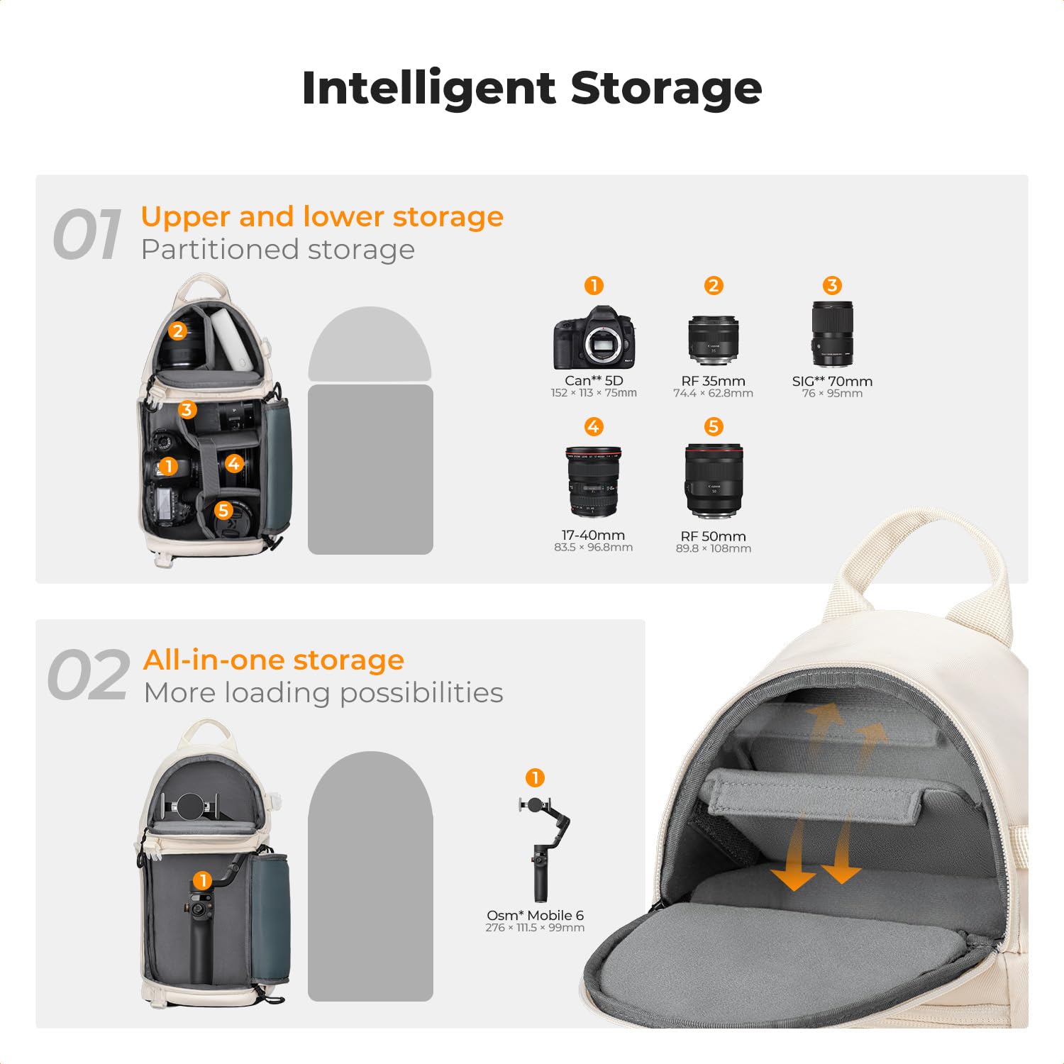 K&F Concept Torba na aparat dla fotografów, profesjonalny wodoodporny plecak na ramię 10 l do aparatów DSLR, SLR, Canon, Nikon, Sony