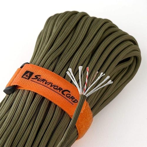 Cordón supervivencia 550 Titan Paracord (3diámetro de 16 pulgadas) con integrada línea de pesca militar, fuego, patentado y cable trampa.